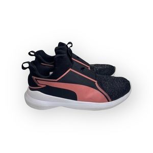 Rare: Puma ✪ Enzo Lightweight Shiny Knit Run Sneaker ✪ Black Silver Pink ✪ 36 6M